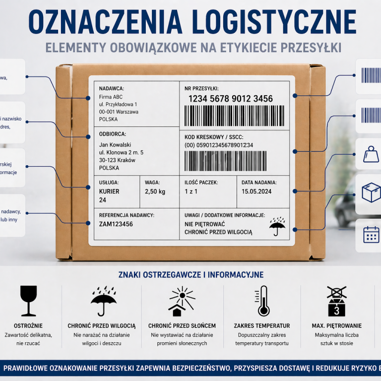 Oznaczenia logistyczne – elementy obowiązkowe na etykiecie przesyłki
